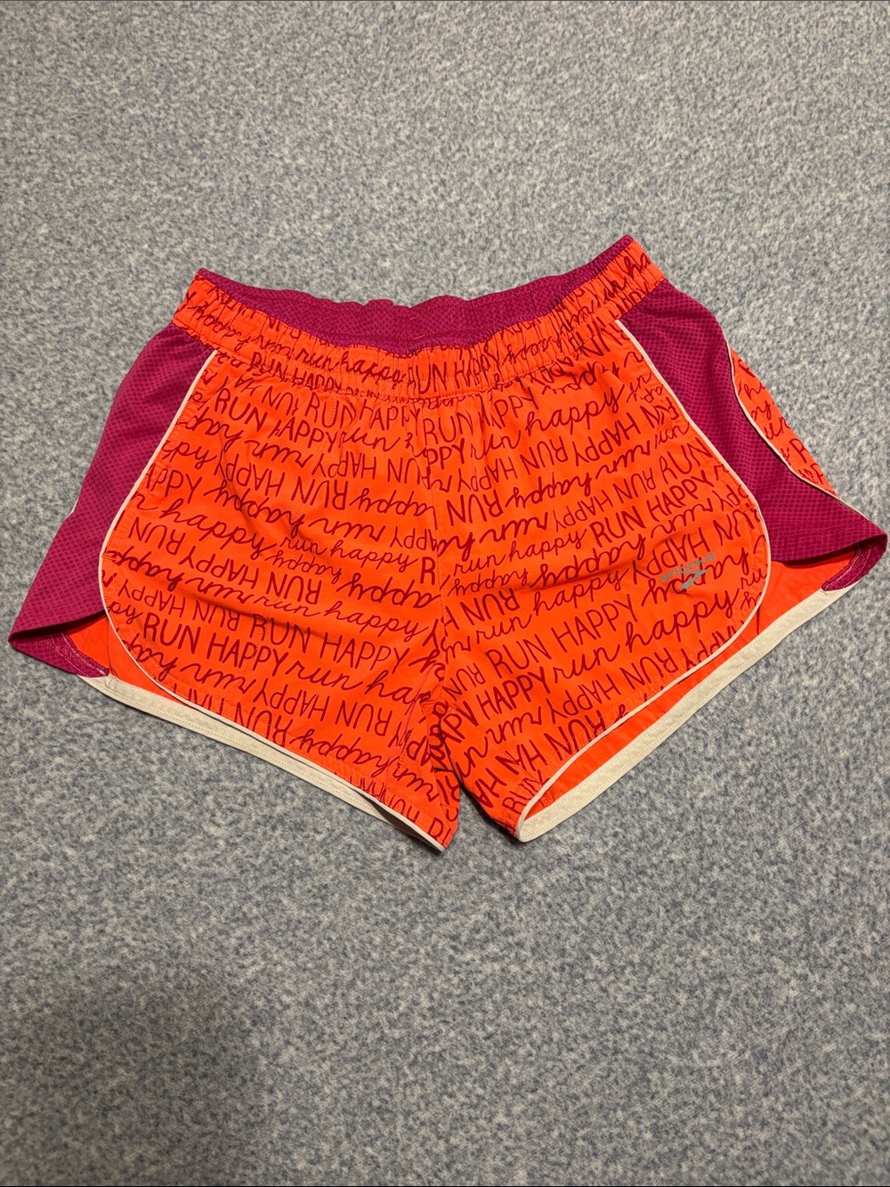 Brooks Orange and Purple "Run Happy" Women's Athletic Shorts Sz M